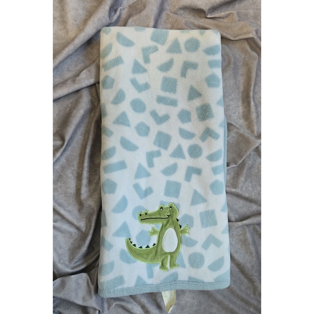 Parents Choice Plush Walmart Baby Blanket Blue Alligator/Crocodile
